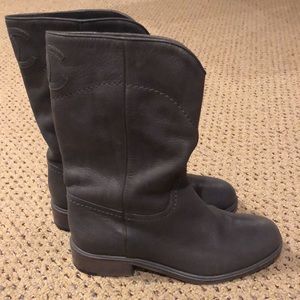 Grey leather Booties